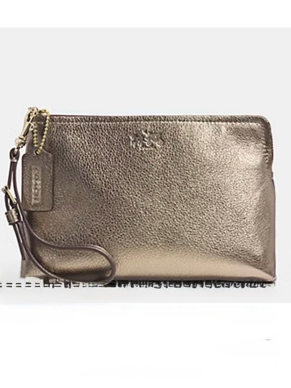 Coach Bleeker Metallic Bronze Gold Leather Clutch Wristlet